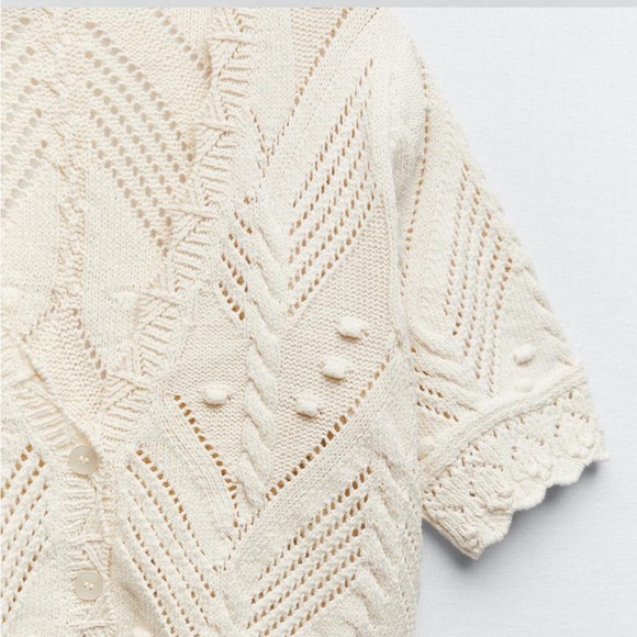 Zara Women's Cream Sweater Cardigan Small - Picture 5 of 6